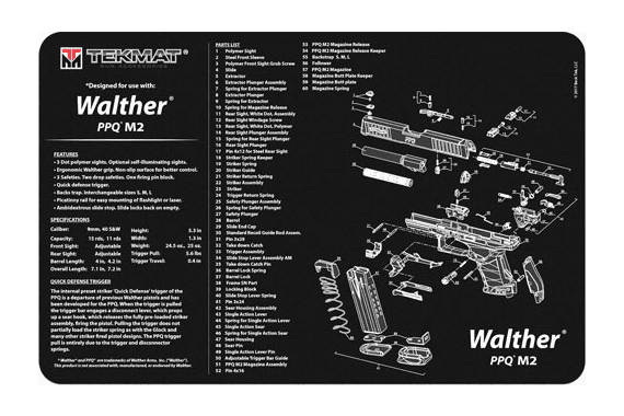 Tekmat Armorers Bench Mat - 11"x17" Walther Ppqm2 Pistol! — New listing photo