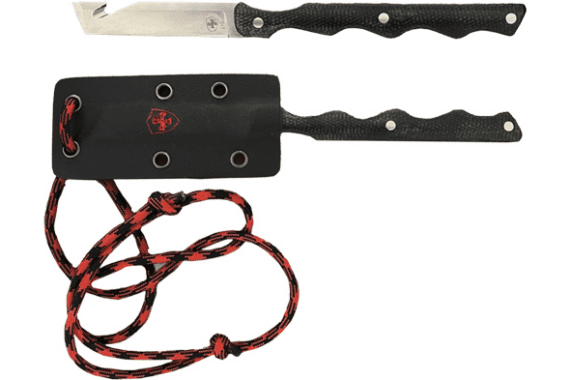 Templar Knife Neck 2.46" – Blk W-red Powder D2 Slvr Tanto — Used listing photo