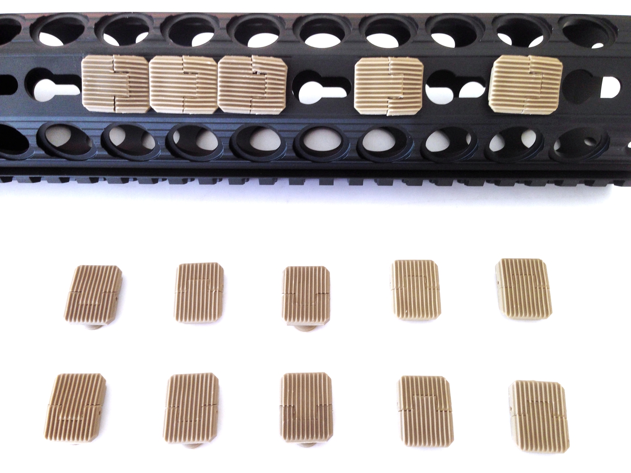 Pack 10! FDE Flat Dark Earth Square Rubber Keymod Rail Plugs Key Mod Cover Rifle keymod tan