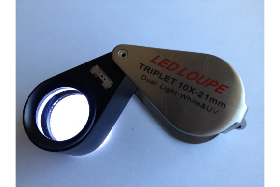 10x21mm UV/LED Triplet Illuminated Loupe/magnifier -Dual Light (white & UV)