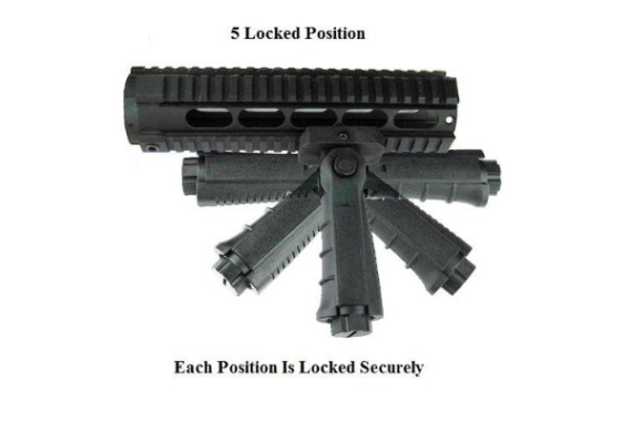 5 Position Folding Foldable Foregrip Fits Picatinny/Weaver Rail black Fore Grip