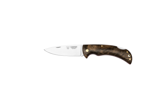 Cudeman Folding Knife with 9.5 cm Molybdenum Vanadium Steel Blade & Walnut Wood Handle + Brown Leather Sheath