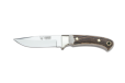 Cudeman Hunting & Outdoor Knife with 10 cm Molybdenum Vanadium Steel Blade & Deer Stag Handle + Brown Leather Sheath