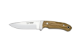 Cudeman Hunting & Outdoor Knife with 11 cm Molybdenum Vanadium Steel Blade & Olive Wood Handle + Brown Leather Sheath