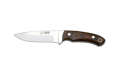 Cudeman Hunting & Outdoor Knife with 11 cm Molybdenum Vanadium Steel Blade & Red Stamina Handle + Brown Leather Sheath