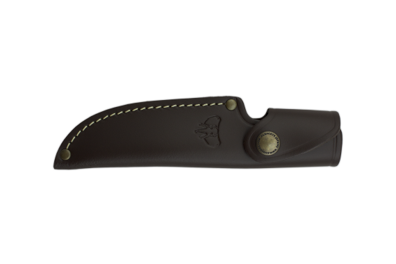 Cudeman Hunting & Outdoor Knife with 11 cm Molybdenum Vanadium Steel Blade & Red Stamina Handle + Brown Leather Sheath
