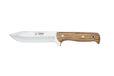 Cudeman Hunting & Outdoor Knife with 13.5 cm Molybdenum Vanadium Steel Blade & Olive Wood Handle + Brown Leather Sheath