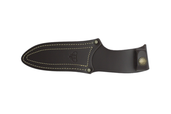 Cudeman Hunting & Outdoor Knife with 13.5 cm Molybdenum Vanadium Steel Blade & Olive Wood Handle + Brown Leather Sheath