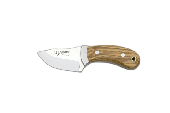 Cudeman Skinner Knife with 7.5 cm Molybdenum Vanadium Steel Blade & Olive Wood Handle + Brown Leather Sheath