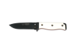 Cudeman Tactical & Survival Knife with 11 cm Molybdenum Vanadium Steel Blade & White Micarta Handle + Black Leather Sheath