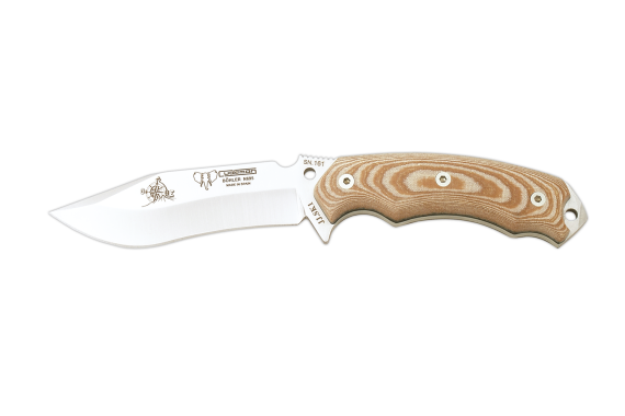 Cudeman Tactical & Survival Knife with 12 cm Böhler N-695 Steel Blade & Brown Micarta Handle + Brown Leather Sheath