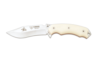 Cudeman Tactical & Survival Knife with 12 cm Molybdenum Vanadium Steel Blade & White Micarta Handle + Black Kydex Sheath