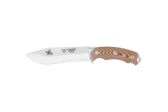 Cudeman Tactical & Survival Knife with 15.5 cm Böhler N-695 Steel Blade & Brown Micarta Handle + Brown Leather Sheath