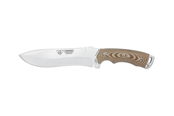 Cudeman Tactical & Survival Knife with 18 cm Böhler N-695 Steel Blade & Brown Micarta Handle + Brown Leather Sheath