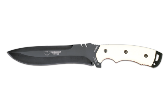Cudeman Tactical & Survival Knife with 18 cm Molybdenum Vanadium Steel Blade & White Micarta Handle + Black Kydex Sheath