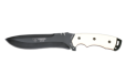Cudeman Tactical & Survival Knife with 18 cm Molybdenum Vanadium Steel Blade & White Micarta Handle + Black Leather Sheath