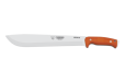 Cudeman Tactical & Survival Knife with 31 cm Molybdenum Vanadium Steel Blade & Orange G10 Handle + Black Leather Sheath