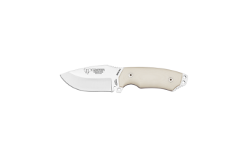 Cudeman Tactical & Survival Knife with 9 cm Böhler N-695 Steel Blade & White Micarta Handle + Brown Leather Sheath