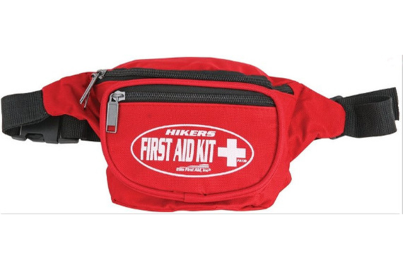Hikers First Aid FA130 Kit Red Nylon Fanny Pack W/ Adjustable Waist Band