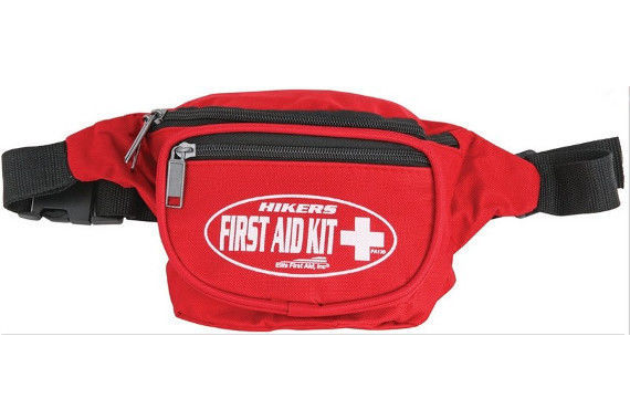Hikers First Aid FA130 Kit Red Nylon Fanny Pack W/ Adjustable Waist Band