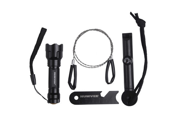 Humvee Outdoor Survival Kit with LED, Compass, Wire Saw, and Utilities