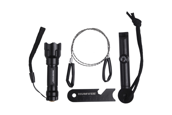 Humvee Outdoor Survival Kit with LED, Compass, Wire Saw, and Utilities