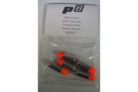 P2 BRASS Series 9mm Snap Caps, Dummy Ammo, Training Rounds, Nickel, ORANGE