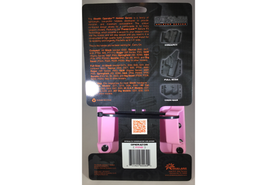 PHALANX DEFENSE SYSTEMS FULL SIZE STEALTH OPERATOR HOLSTER PINK H60069