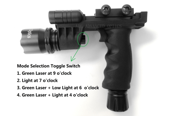 Rifle Vertical Foregrip Grip + 500 Lumen Flashlight and Green Laser Combo Sight