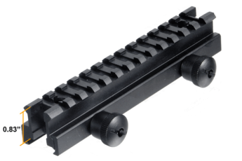 TACTICAL See-Thru .223 Flat Top 1″ Riser BLACK Mount for Picatinny Rail
