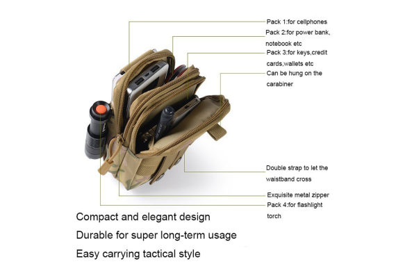 Tactical Molle Pouch Utility Belt Waist Bag With Cell Phone Holster, Military Police Utility Pouch