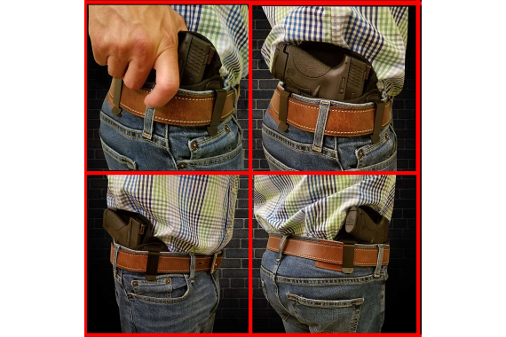 Tactical Pancake Gun Holster Houston - ECO Leather Concealed Carry Soft Material | Suede Interior for Protection | IWB | Right Hand | Fit: Glock 19 23 32 26 27 33 30 | M&P Shield, XDs, Taurus PT111
