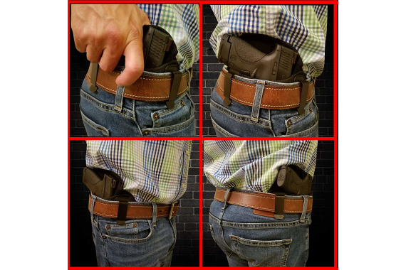 Tactical Pancake Gun Holster Houston - ECO Leather Concealed Carry Soft Material | Suede Interior for Protection | IWB | Right Hand | Fit: Glock 19 23 32 26 27 33 30 | M&P Shield, XDs, Taurus PT111