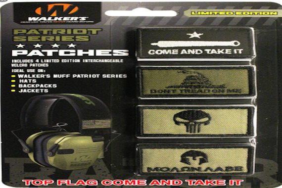 WALKER'S WALKERS PATRIOT SERIES PATCHES FOR EAR MUFFS CAPS PACKS COME AND TAKE IT CANNON