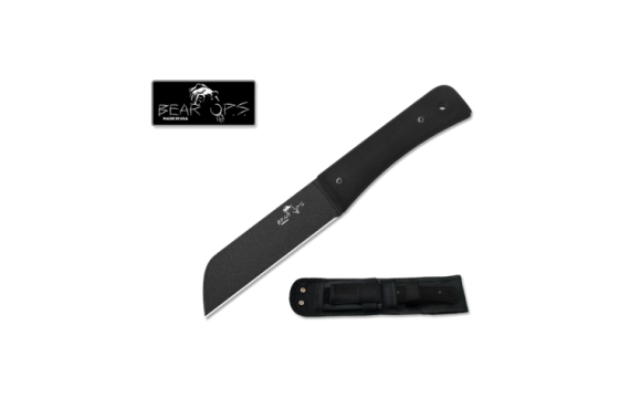 10 3/4 Bear Tac Ii Black G10 Handle With Black Epoxy Powder Coated Blade With Kydex Sheath