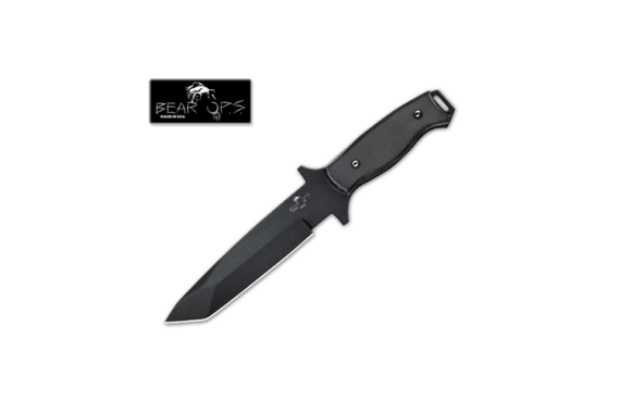 10 3/8 Bear Tac Black G10 Handle With Black Epoxy Powder Coated Blade With Kydex Sheath