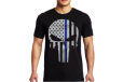 Men's T-shirt - Skull Thin Blue Line Small,Black