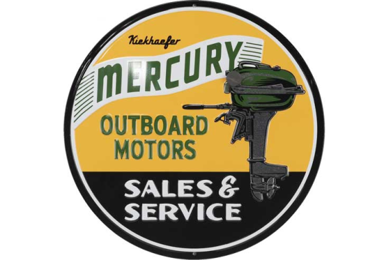 Open Road Brands Die Cut Emb - Tin W/knock Out Mercury Marine