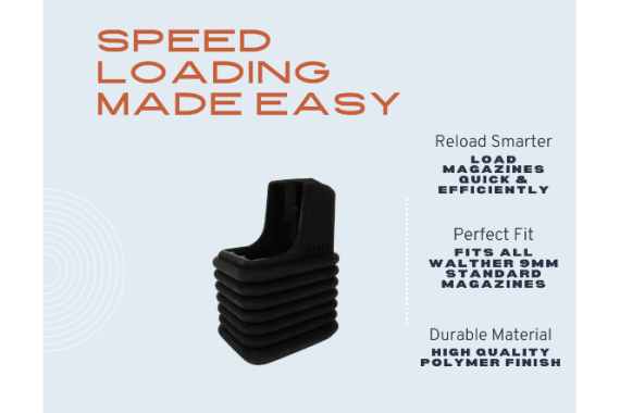 9mm Magazine Reloader - Fits All Standard Walther Model 9mm Magazines - Custom Fit & Design for Fast & Efficient Speed Loading