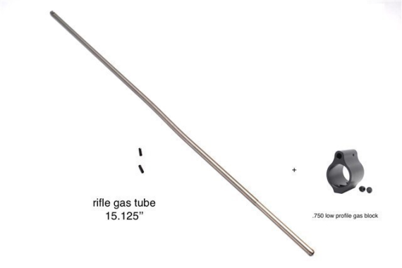AR15 Rifle Length Gas Tube Stainless + .750 Gas Block