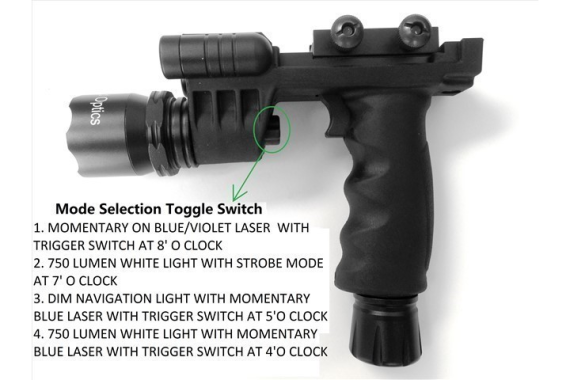 BLUE LASER+700 Lumen STROBE Flashlight+Foregrip