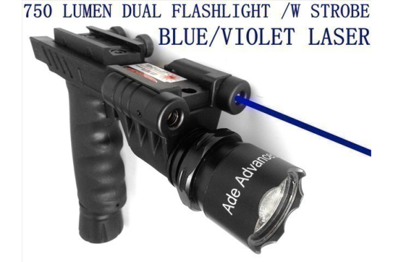 BLUE LASER+700 Lumen STROBE Flashlight+Foregrip