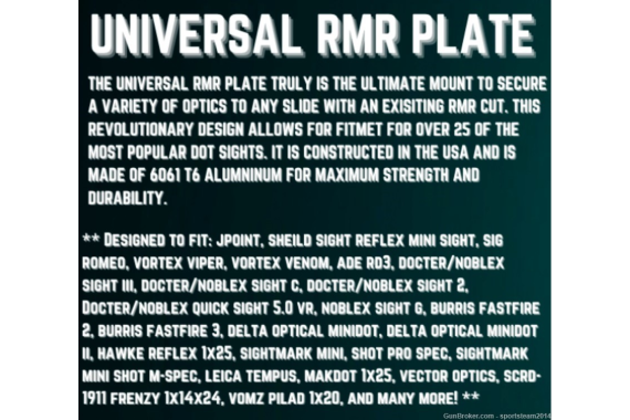 Optic Mount Convert Trijicon RMR/SRO slide/cut/footprint to Vortex Venom