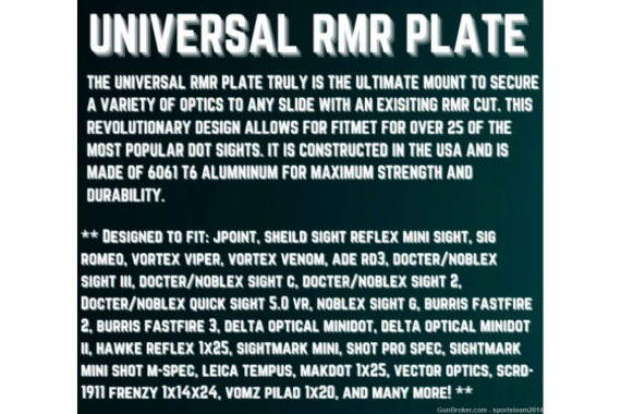 Optic Mount Convert Trijicon RMR/SRO slide/cut/footprint to Vortex Venom