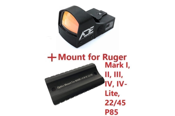 ADE RED Dot Sight + Mount Plate for Ruger Mark I,II,III,IV,1,2,3,4 Handgun