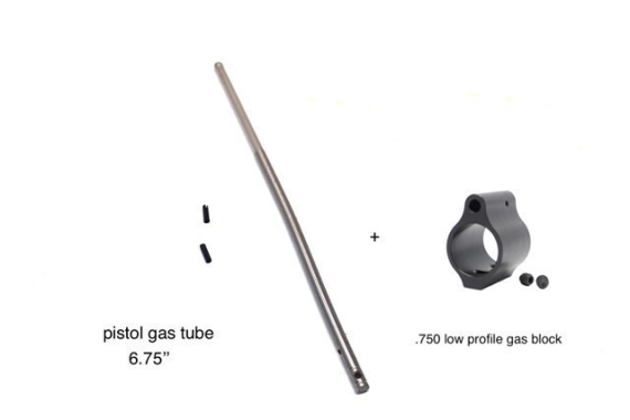 AR15 Pistol Length Gas Tube Stainless + .750 Gas Block