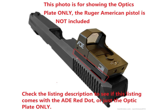 ADE RD3/Vortex Venom/Viper Red Dot Plate/Mount for Ruger American Pistol