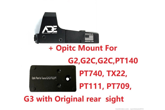 ADE RD3-006B GREEN Dot +Optic Mount Plate For Taurus PT709,PT740,G3,PT140