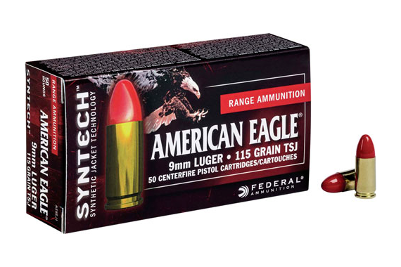 Federal American Eagle Handgun Ammo 9mm Luger (9x19 Para) 115 Grain Total Syntech Jacket Round Nose (tsjrn)