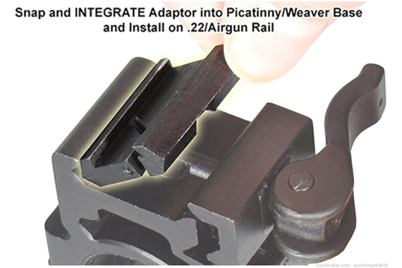 .22/Airgun Dovetail to Picatinny/Weaver Low Pro Snap-in 11mm-20mm  Adaptor
